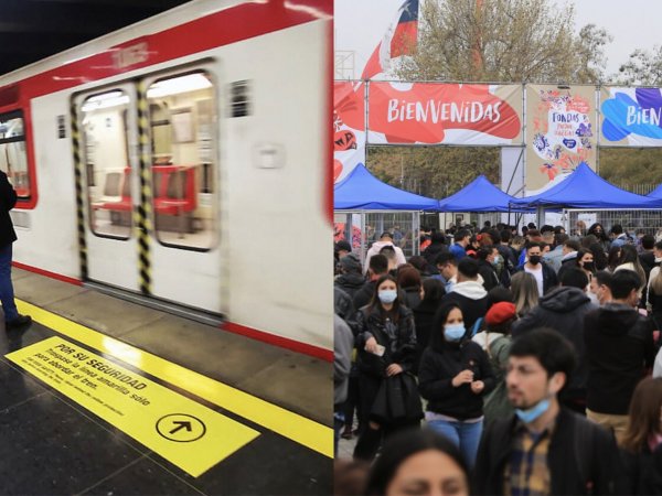 Metro de Santiago y fonda de Fiestas Patrias.
