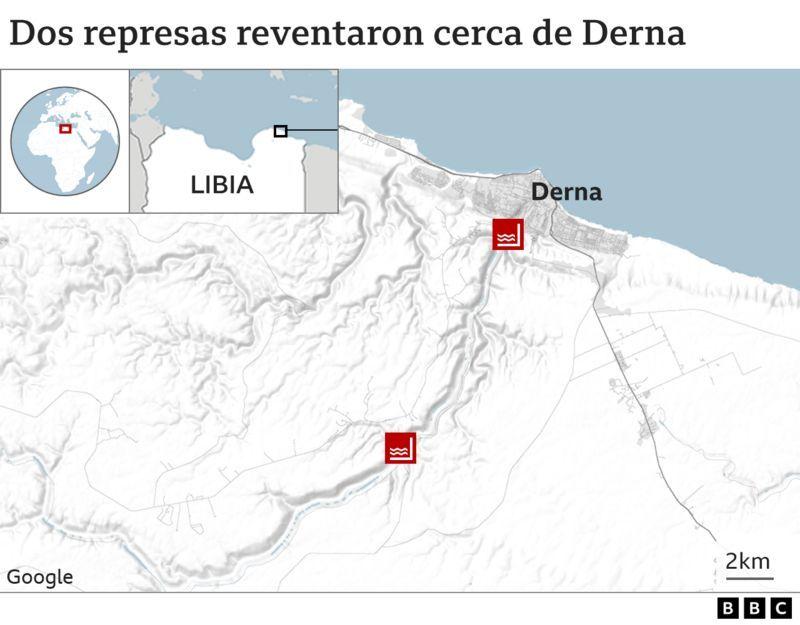 Detalle de los lugares donde están las represas que colapsaron.