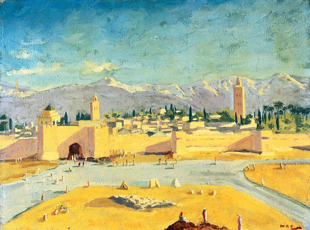 Vista de Marrakech con las montañas del Atlas
