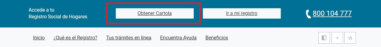 Registro Social de Hogares. Obtener Cartola. 