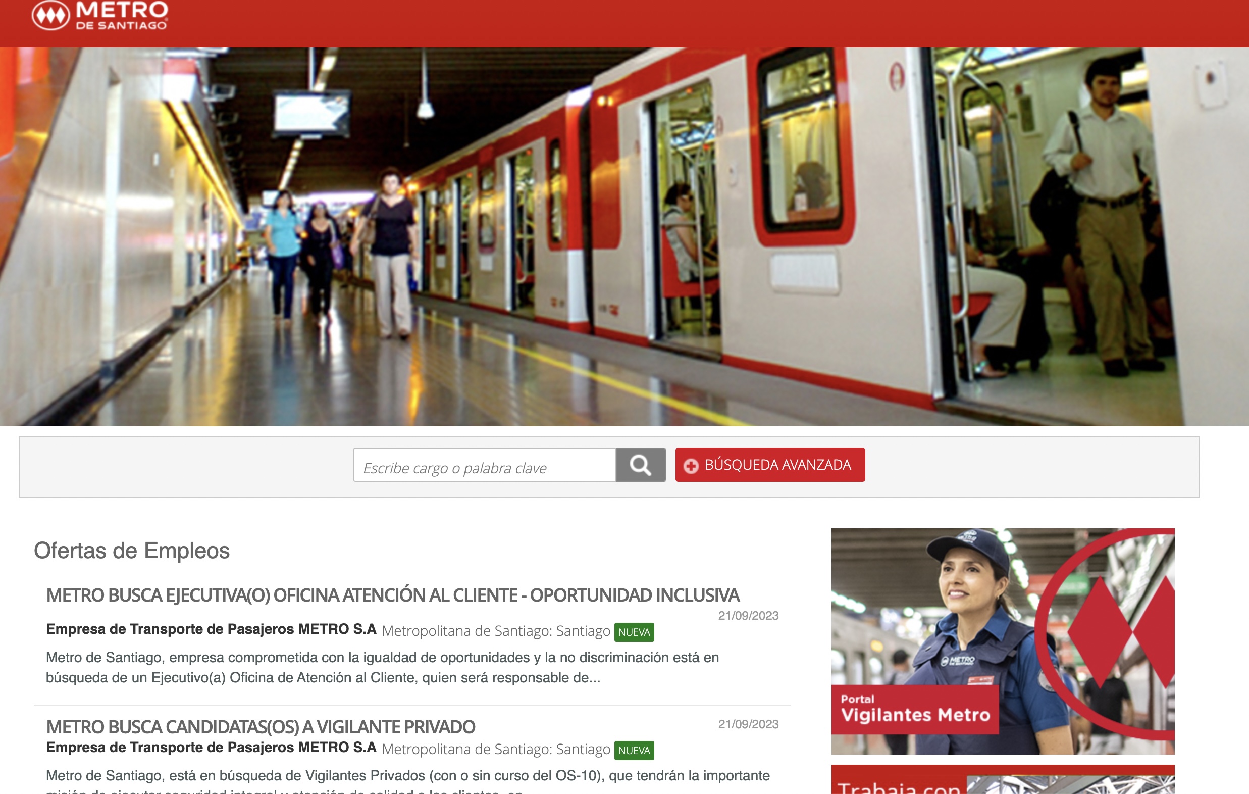 Empleos Metro de Santiago