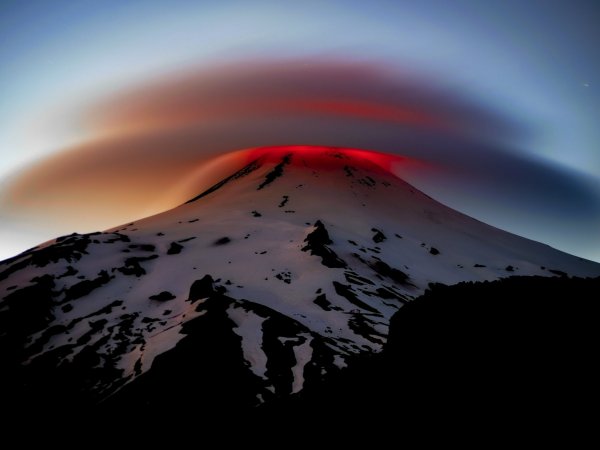 Volcán Villarrica de noche.