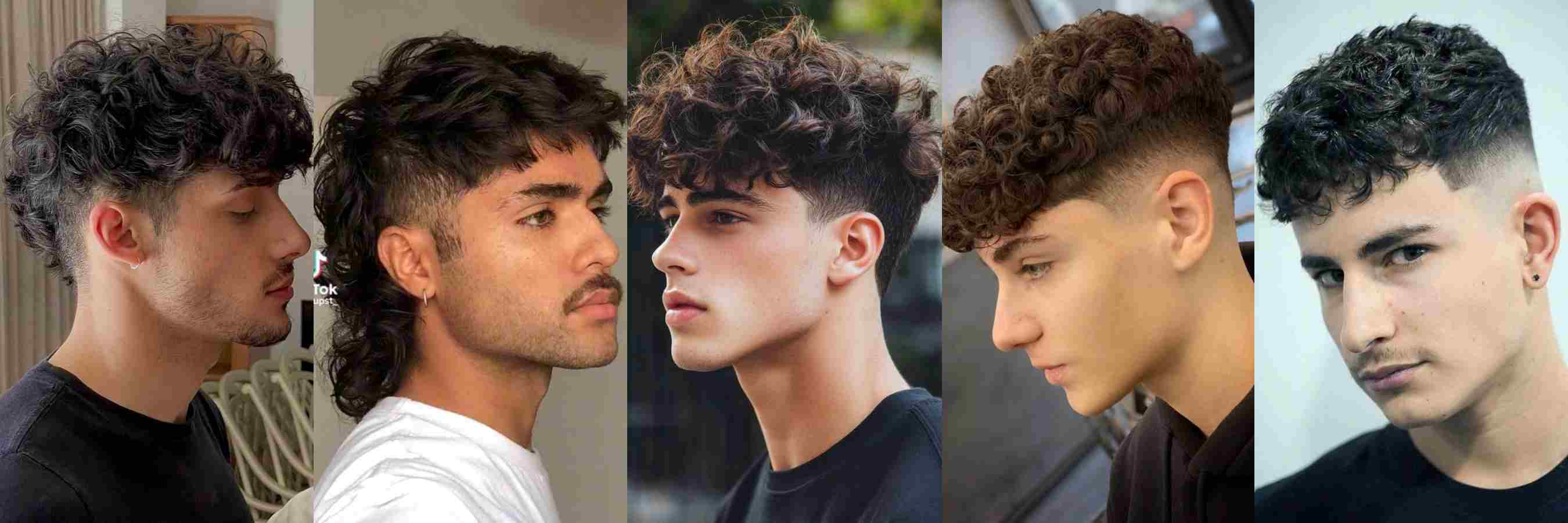 Corte mullet rizado largo con taper fade