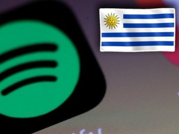 Spotify y bandera de Uruguay.