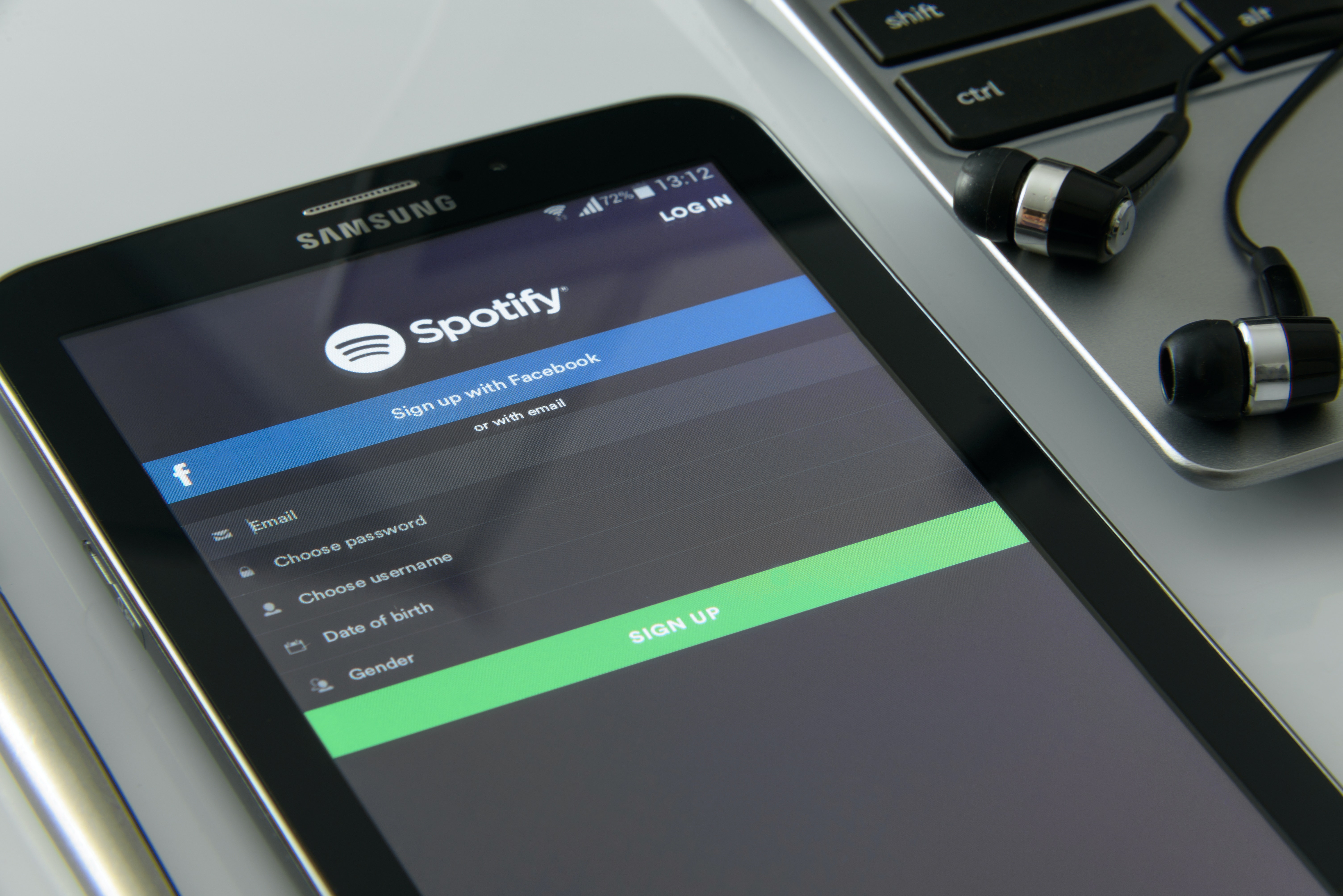 Cuenta de Spotify en tablet