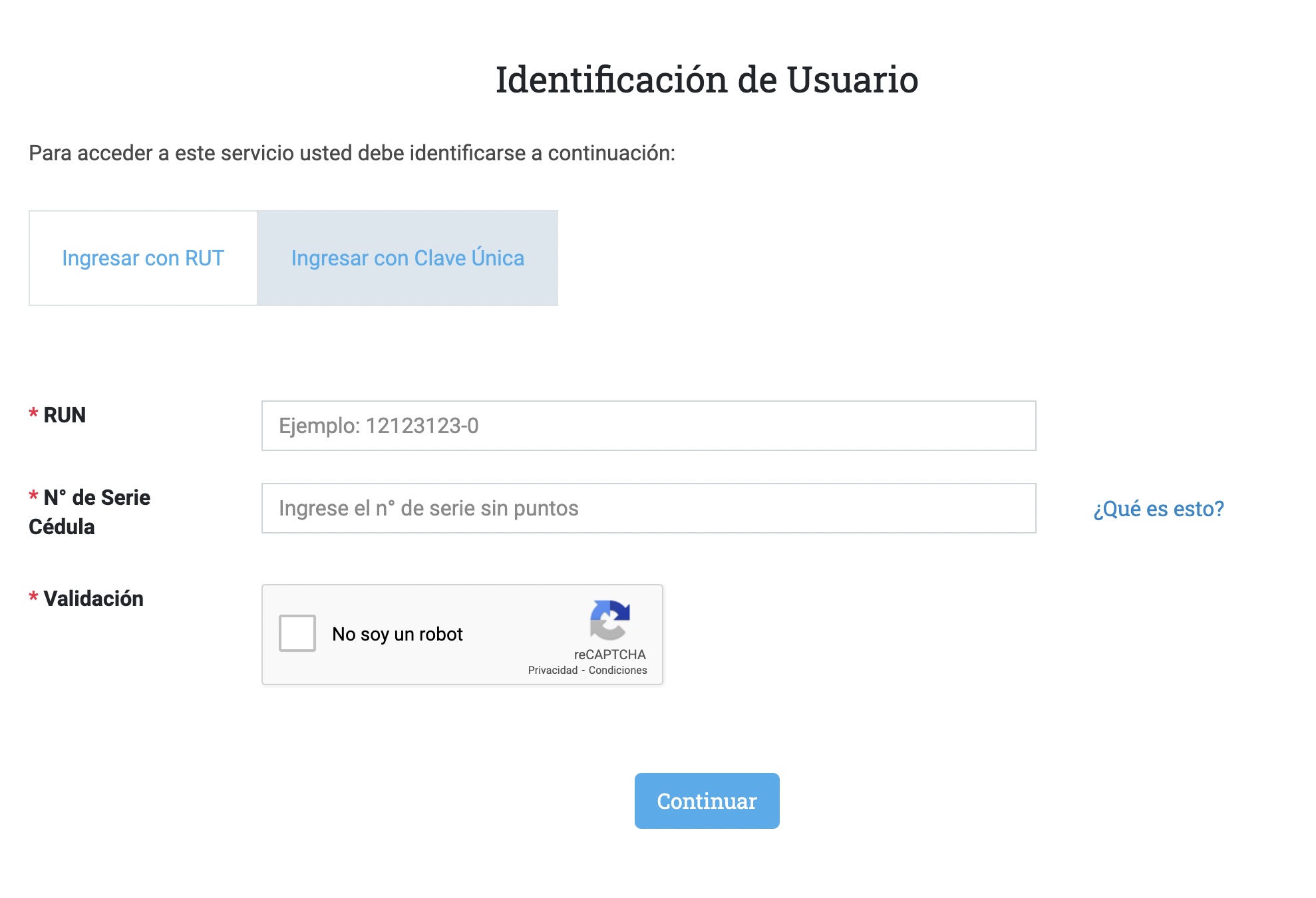 Página web de afiliación a Fonasa