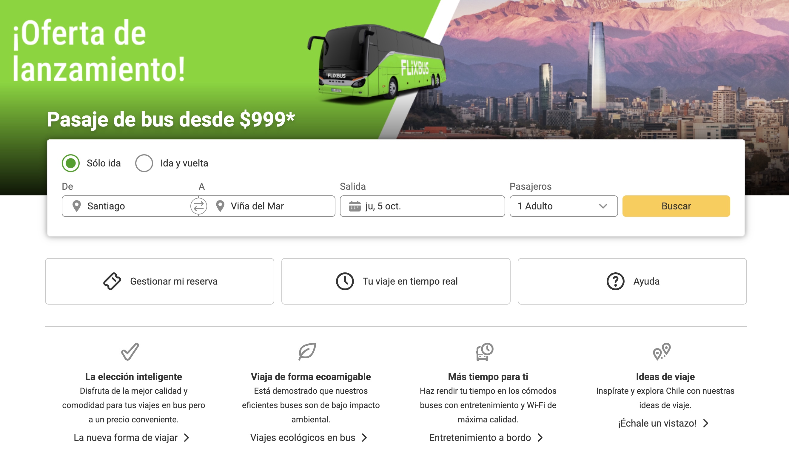 Página web de FlixBus