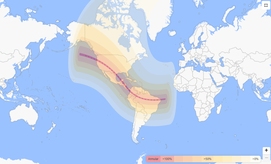 Por dónde pasará el eclipse. Créditos: Timeanddate.com