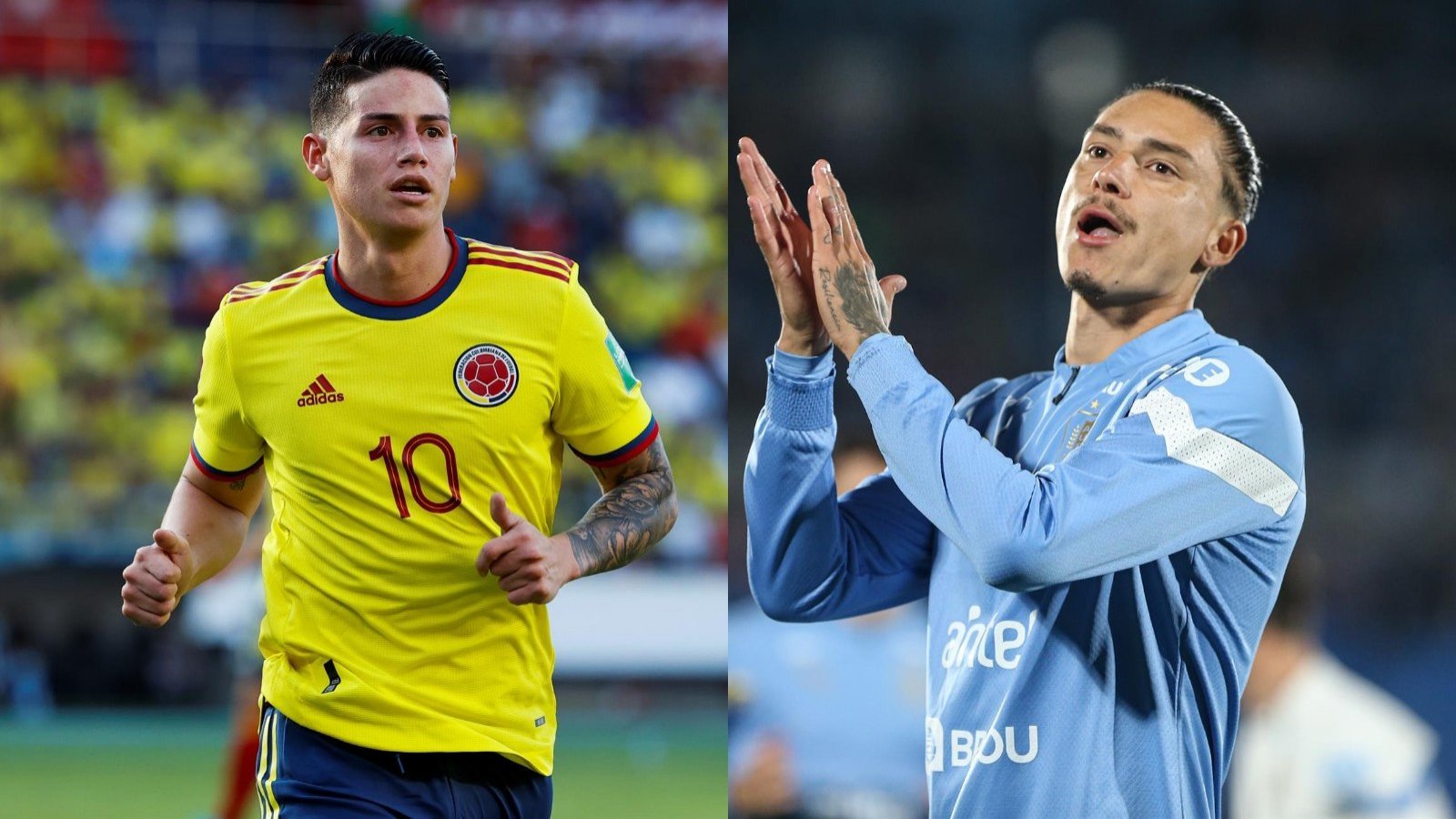 James Rodríguez de Colombia y Darwin Núñez de Uruguay