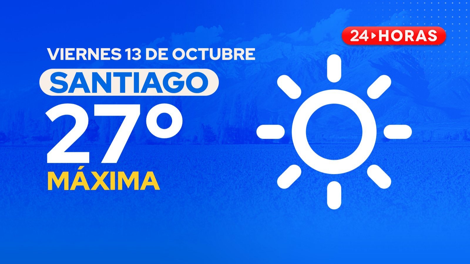 El tiempo en Santiago: viernes 13 de octubre 2023