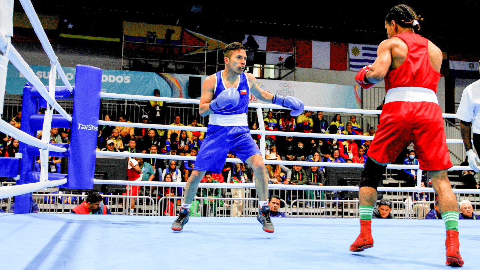 Púgil del Team Chile boxeando