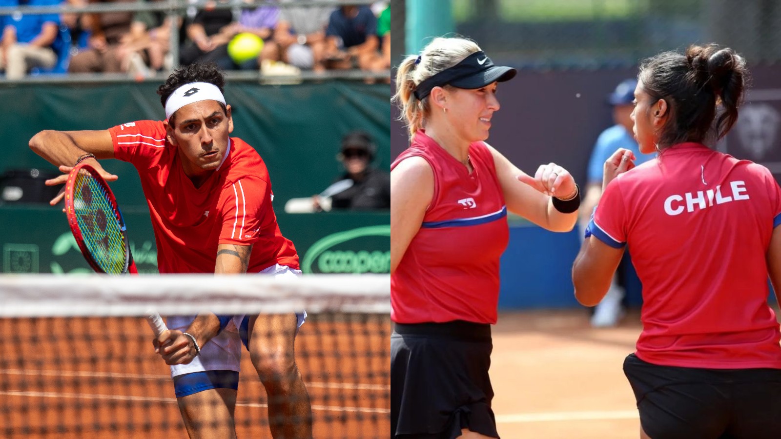 Alejandro Tabilo, Alexa Guarachi y Daniela Seguel jugando tenis por Chile