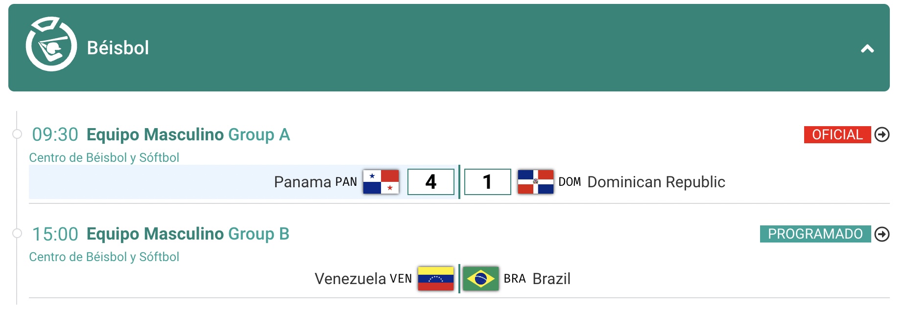 Partidos béisbol jueves 19 de octubre