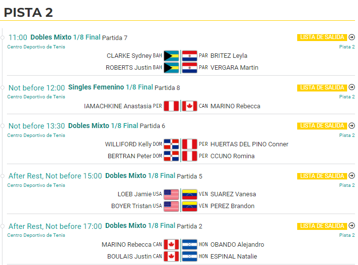 En Pista 2: Individual Femenino y Dobles Mixto 