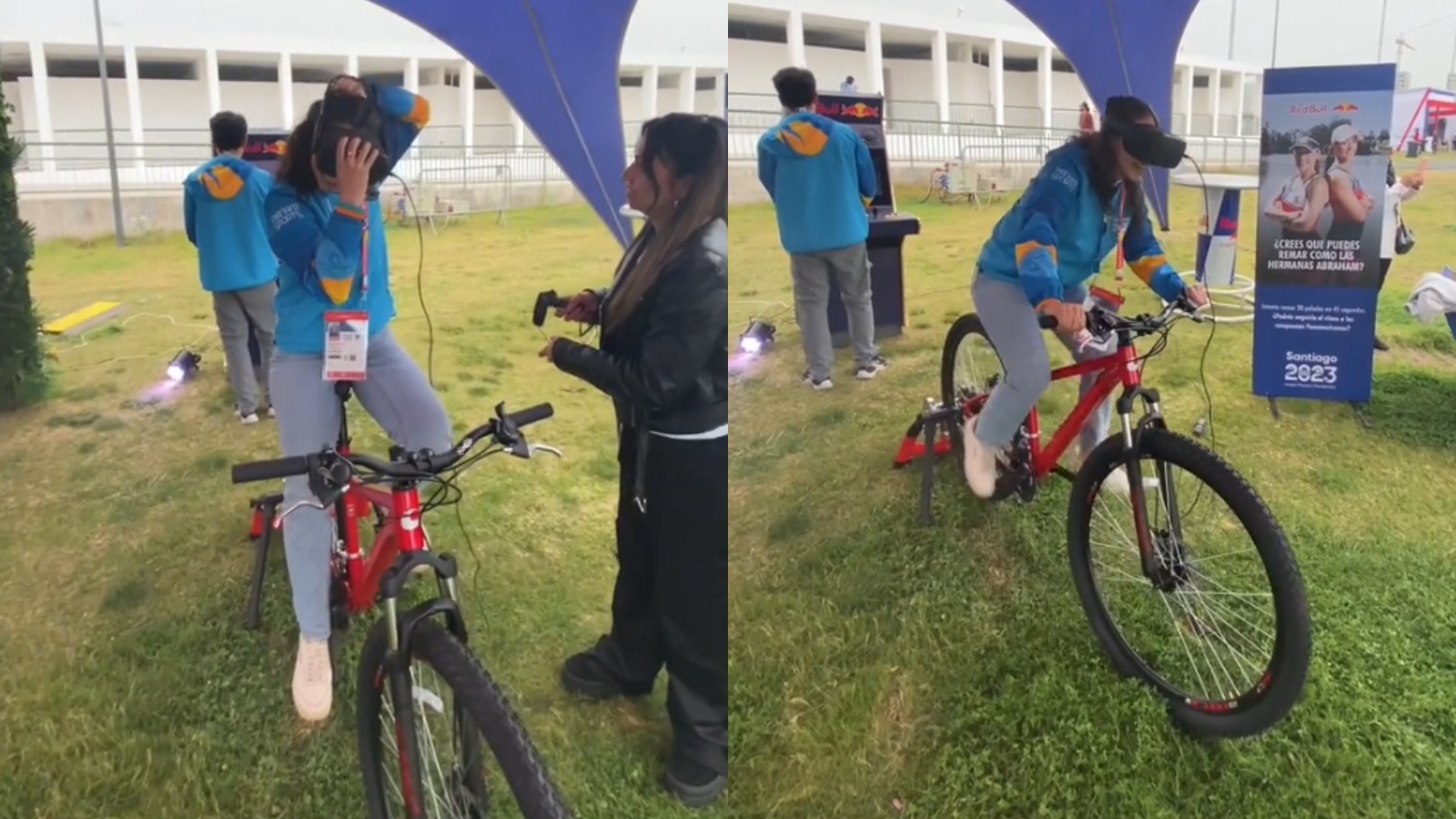 Voluntaria cayéndose en los Juegos Panamericanos Santiago 2023