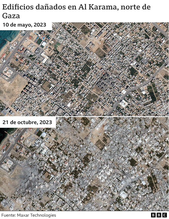 Edificios dañados en Al Karama