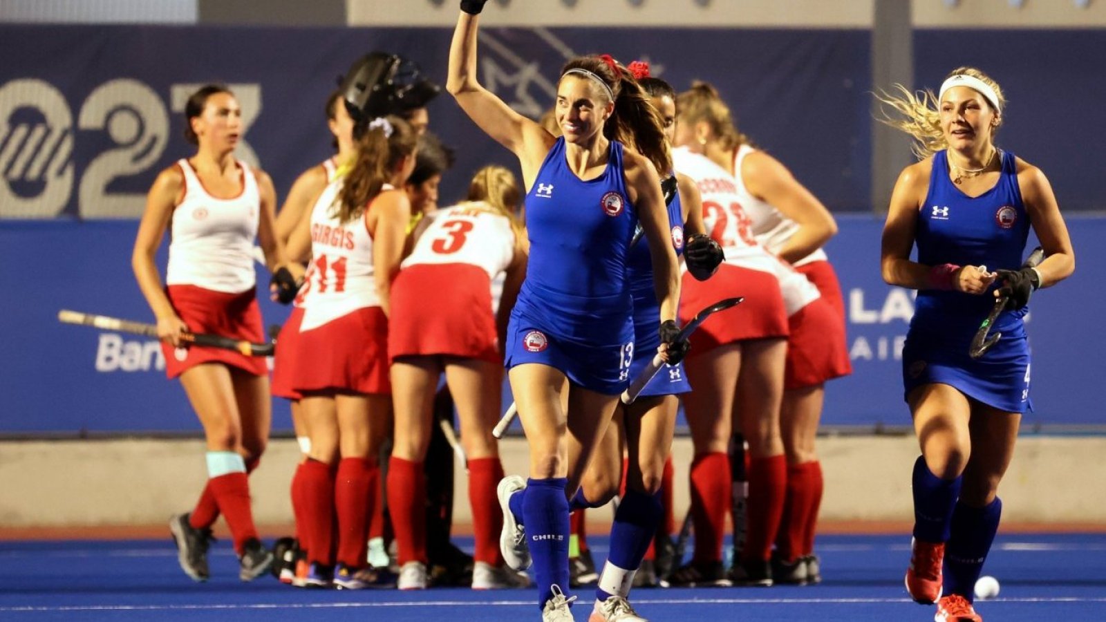 Las Diablas de hockey césped en panamericanos.
