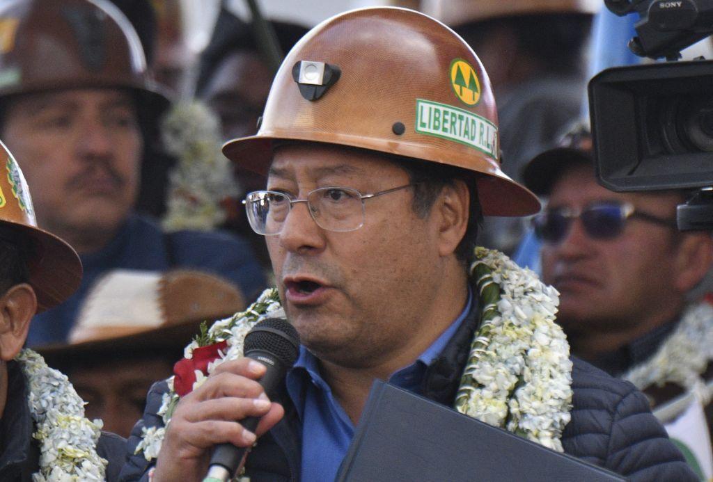 El presidente boliviano Luis Arce en un mitín.