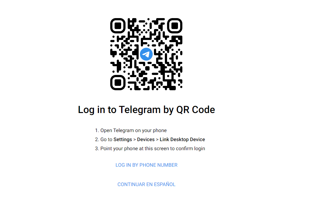 QR de la página de Telegram