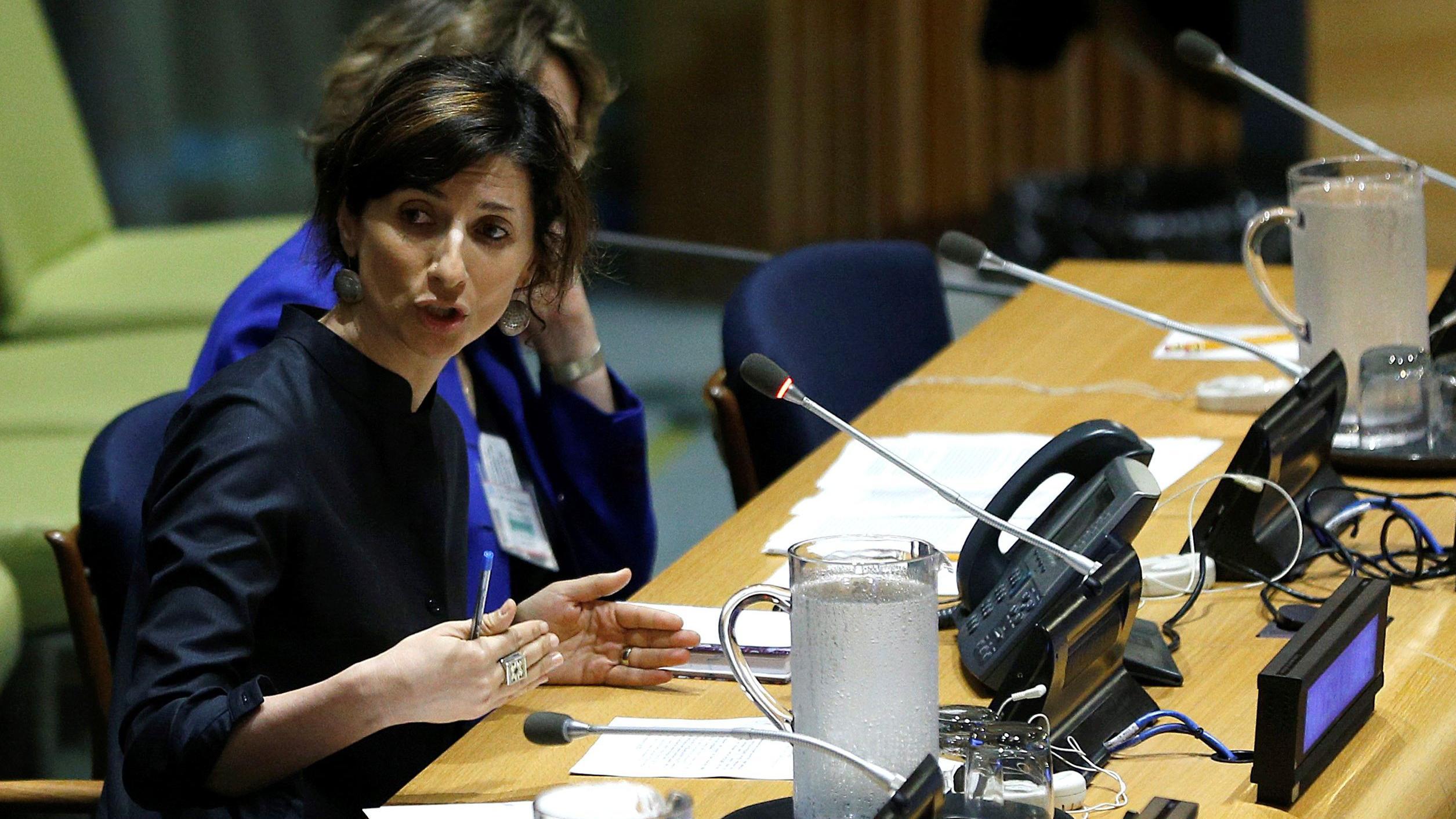 Francesca Albanese en una sesión en la ONU.
