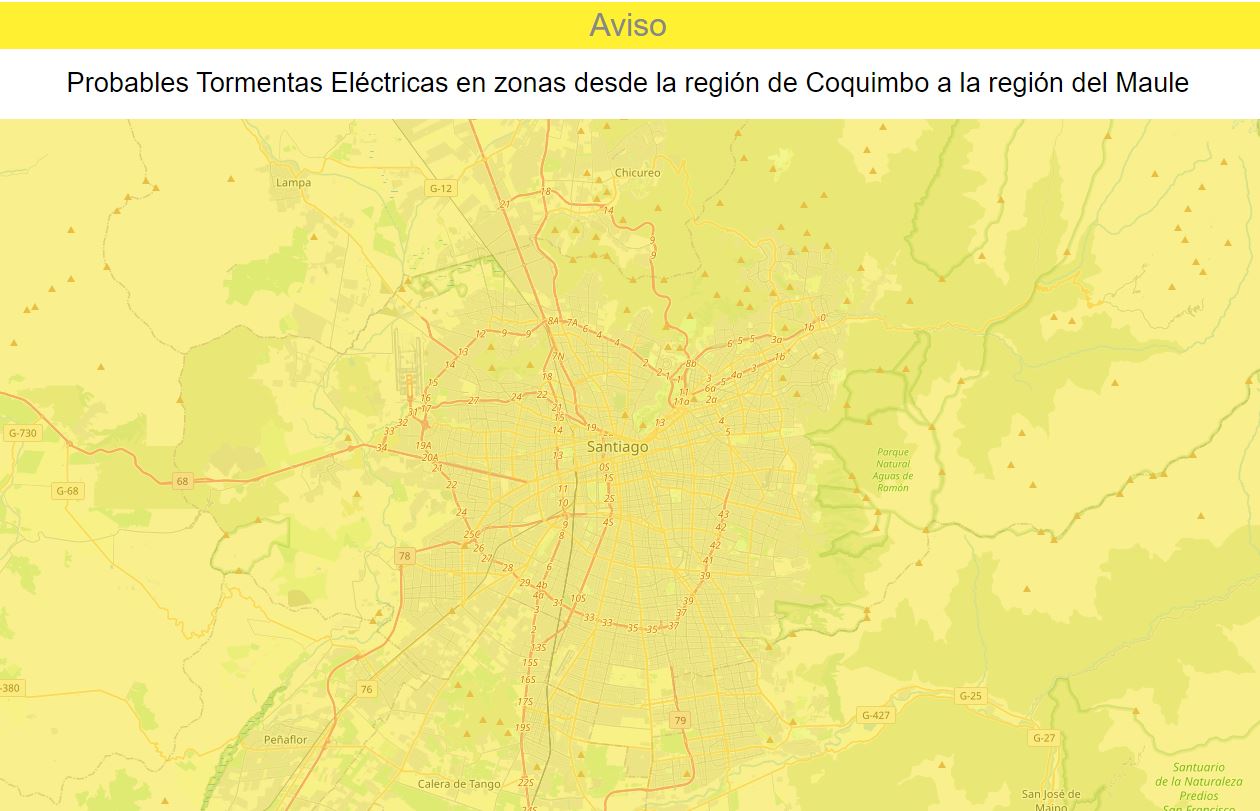 Tormentas eléctricas en Santiago.