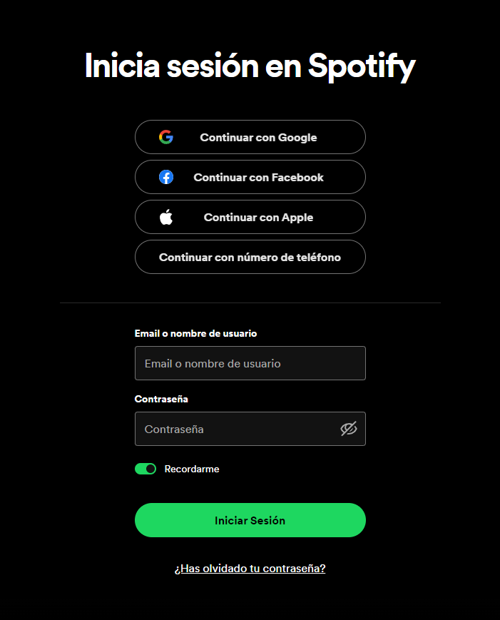 Inicia sesión en Spotify