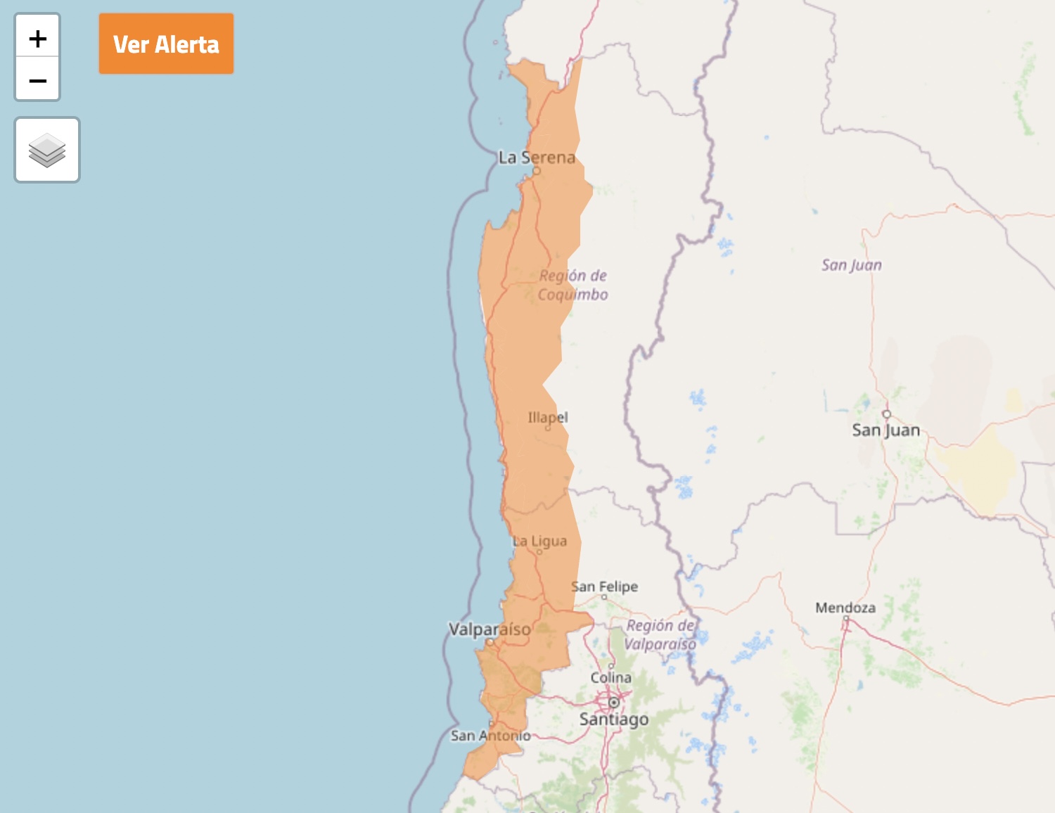 Mapa de zonas afectadas por tormentas eléctricas