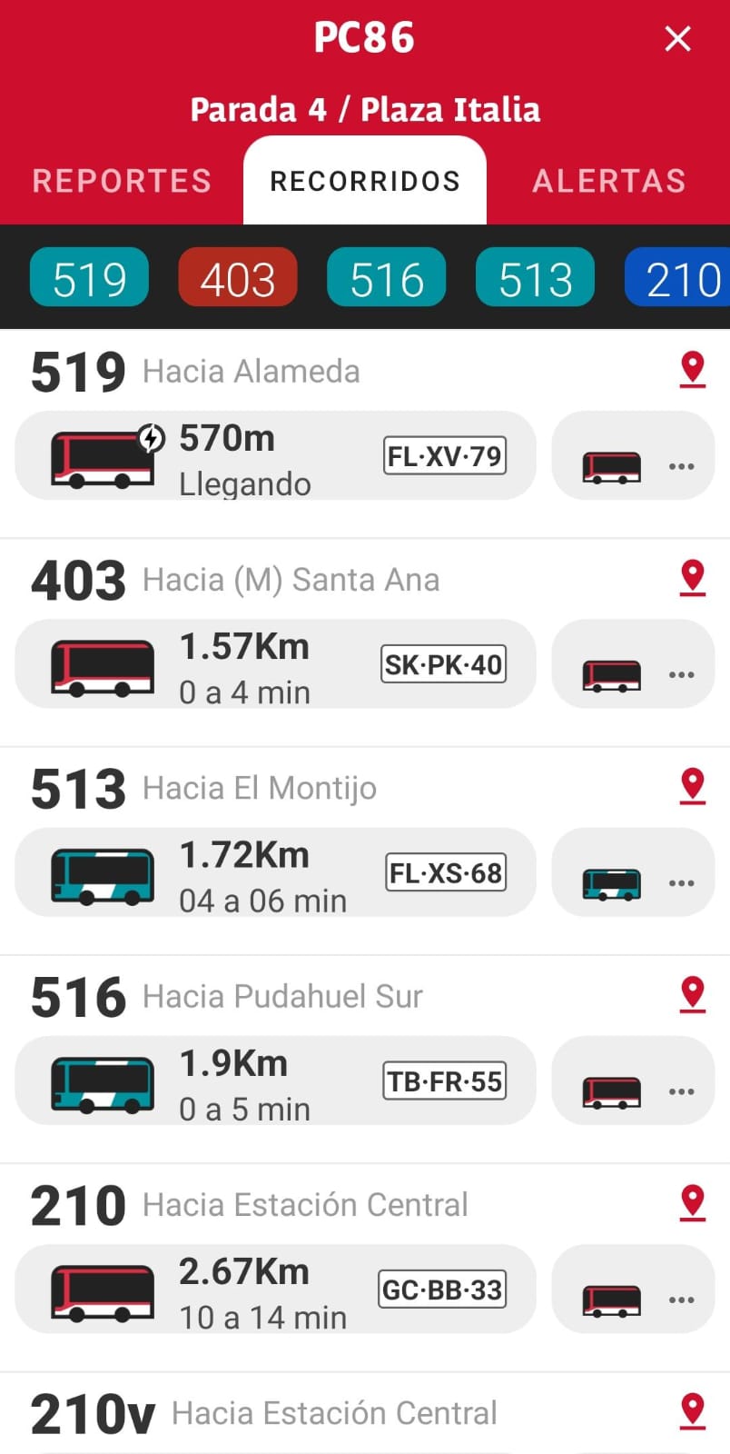 Monitoreo de recorridos en App RED