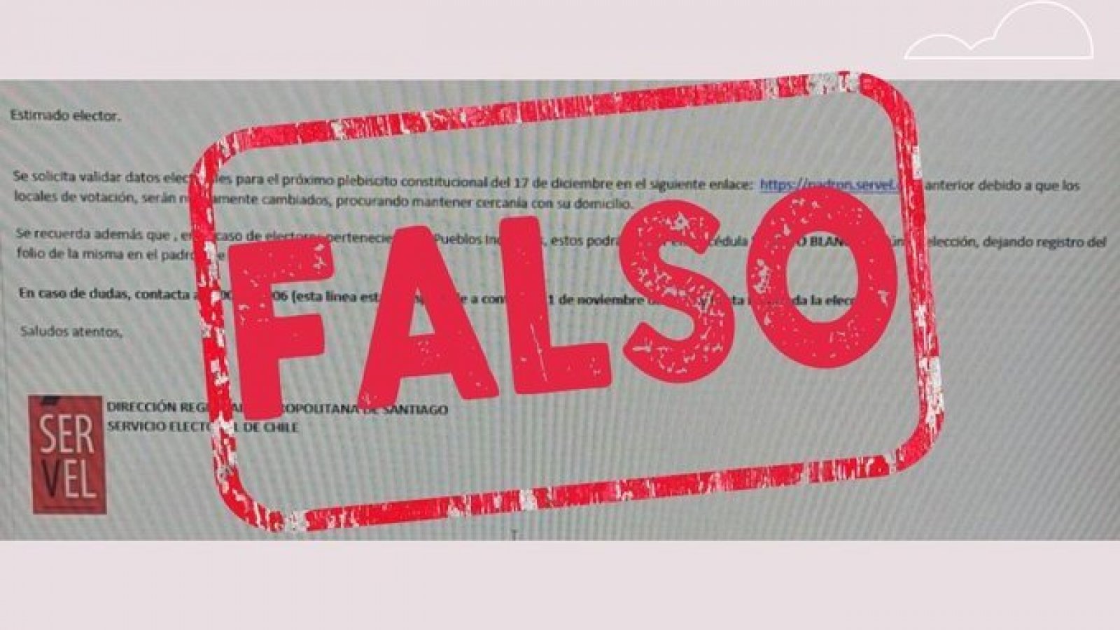 Servel emite alerta por correo falso que solicita cambio de datos electorales