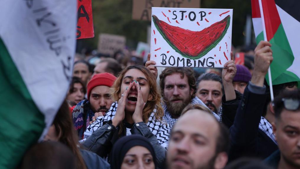 Protesta en Berlín a favor de los palestinos 