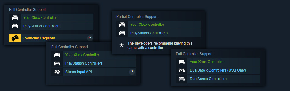 Steam y controles que admiten sus juegos