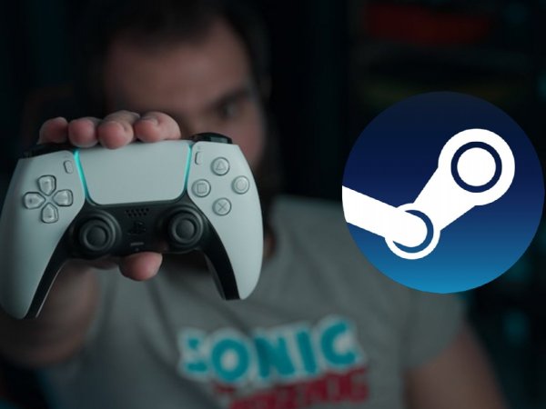 Control de PlayStation 5 y logo de Steam