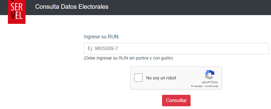 Servel. consulta con tu rut si eres vocal de mesa.