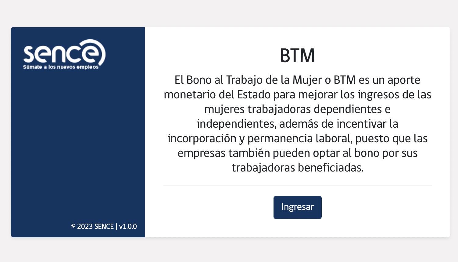 Portal del SENCE BTM