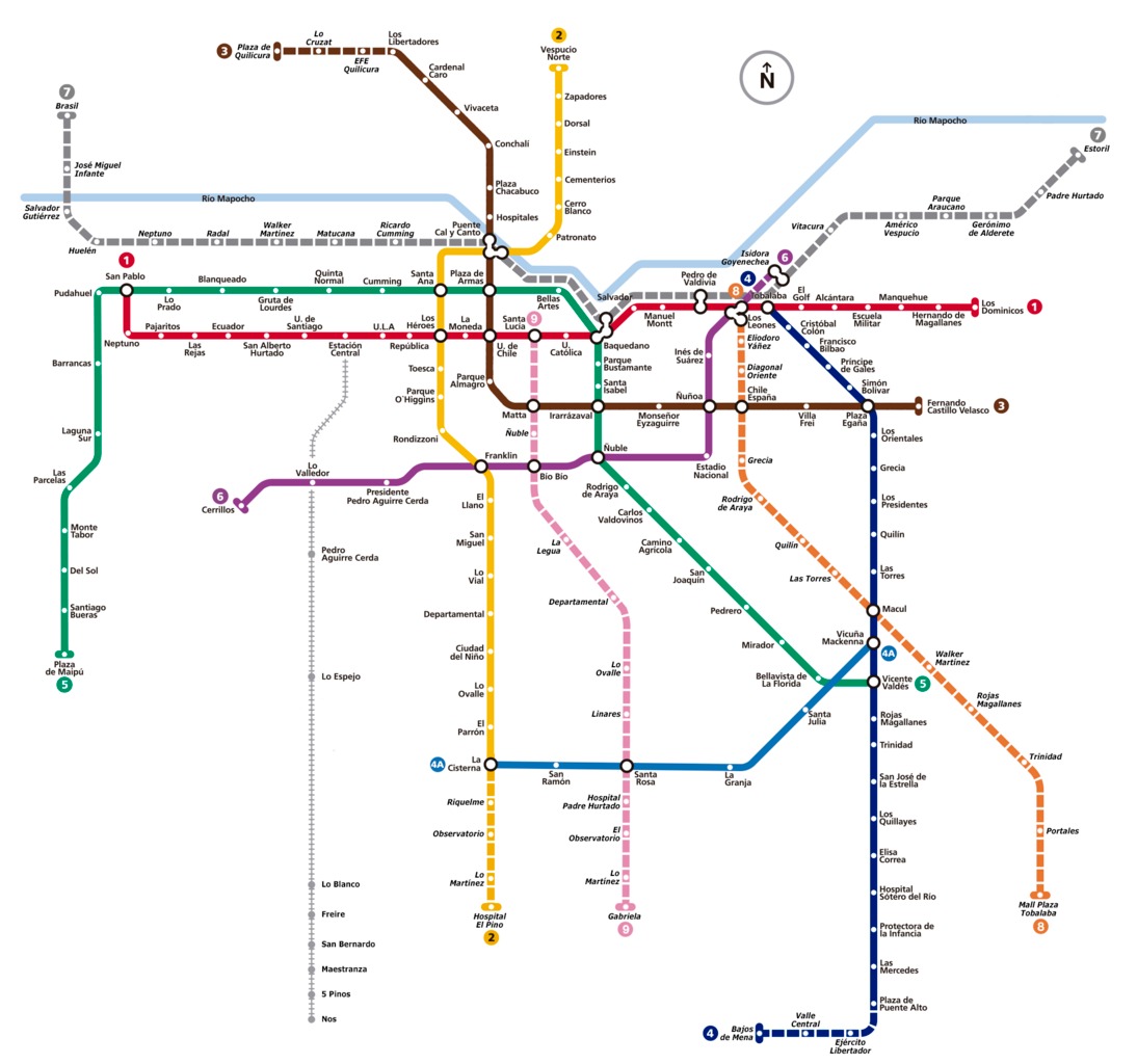 Mapa Metro de Santiago 2023