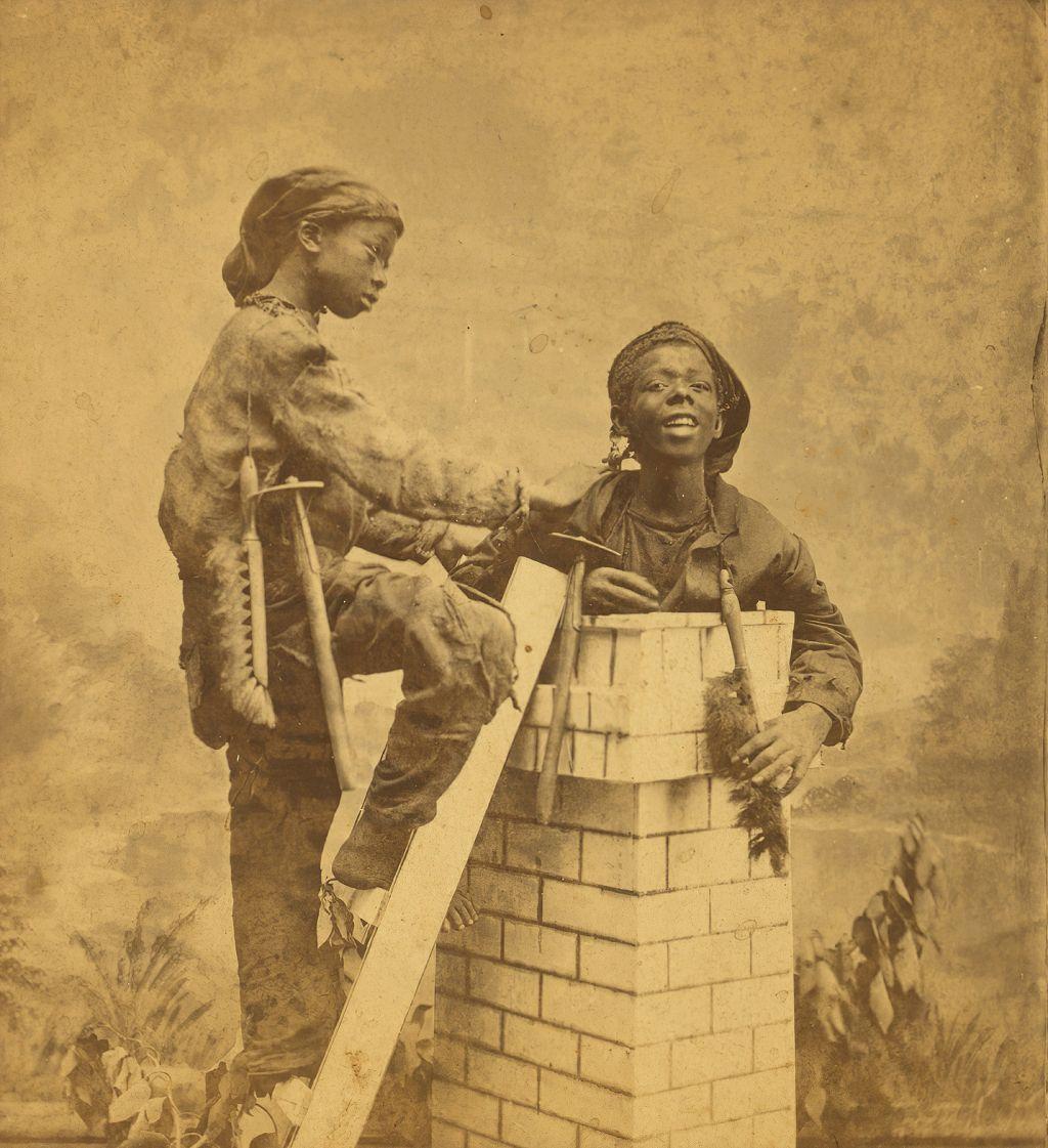 "Deshollinadores". Retrato de estudio de Pierre O. Havens, Savannah, Georgia, EE.UU. (1868).