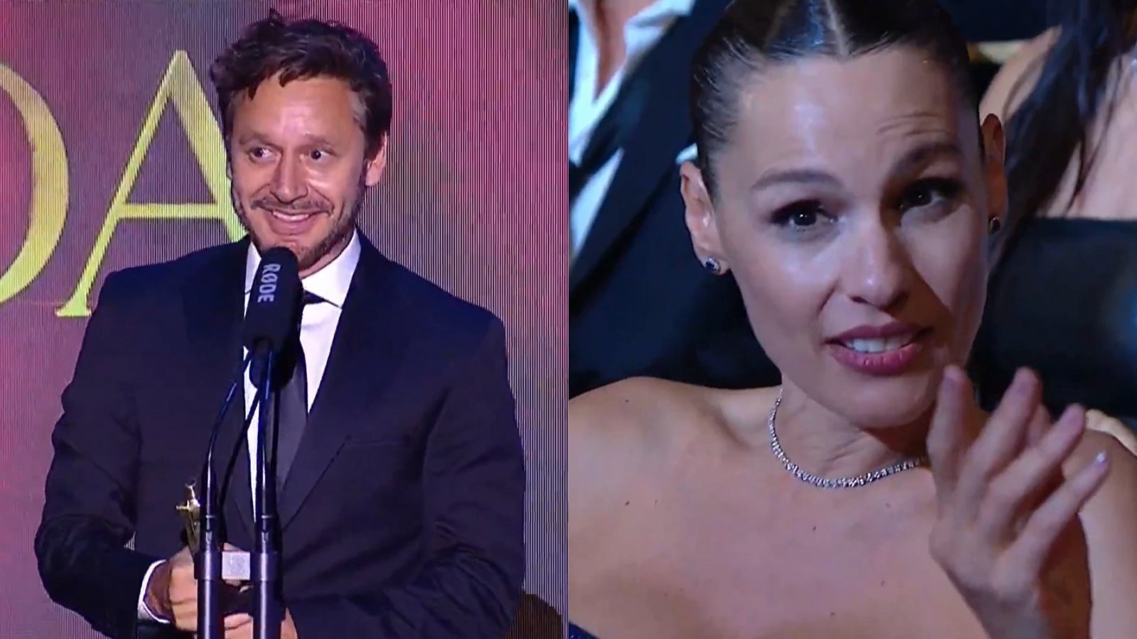 El enojo de Pampita tras ser enfocada cuando Benjamín Vicuña recibía premio Martín Fierro