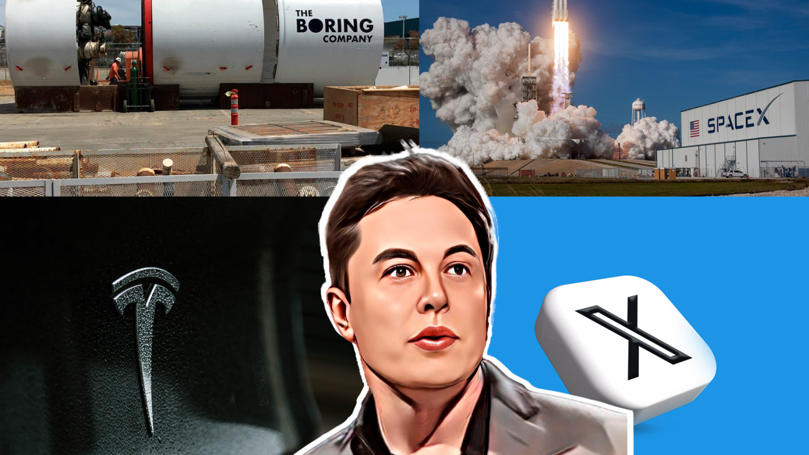 Elon Musk, Tesla, SpaceX, X. 2023.