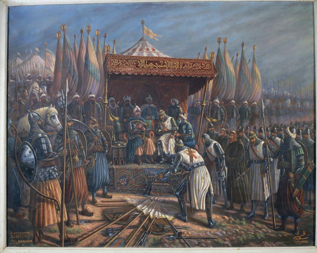 Pintura de la rendición de Ricardo, corazón de León, ante Saladino.