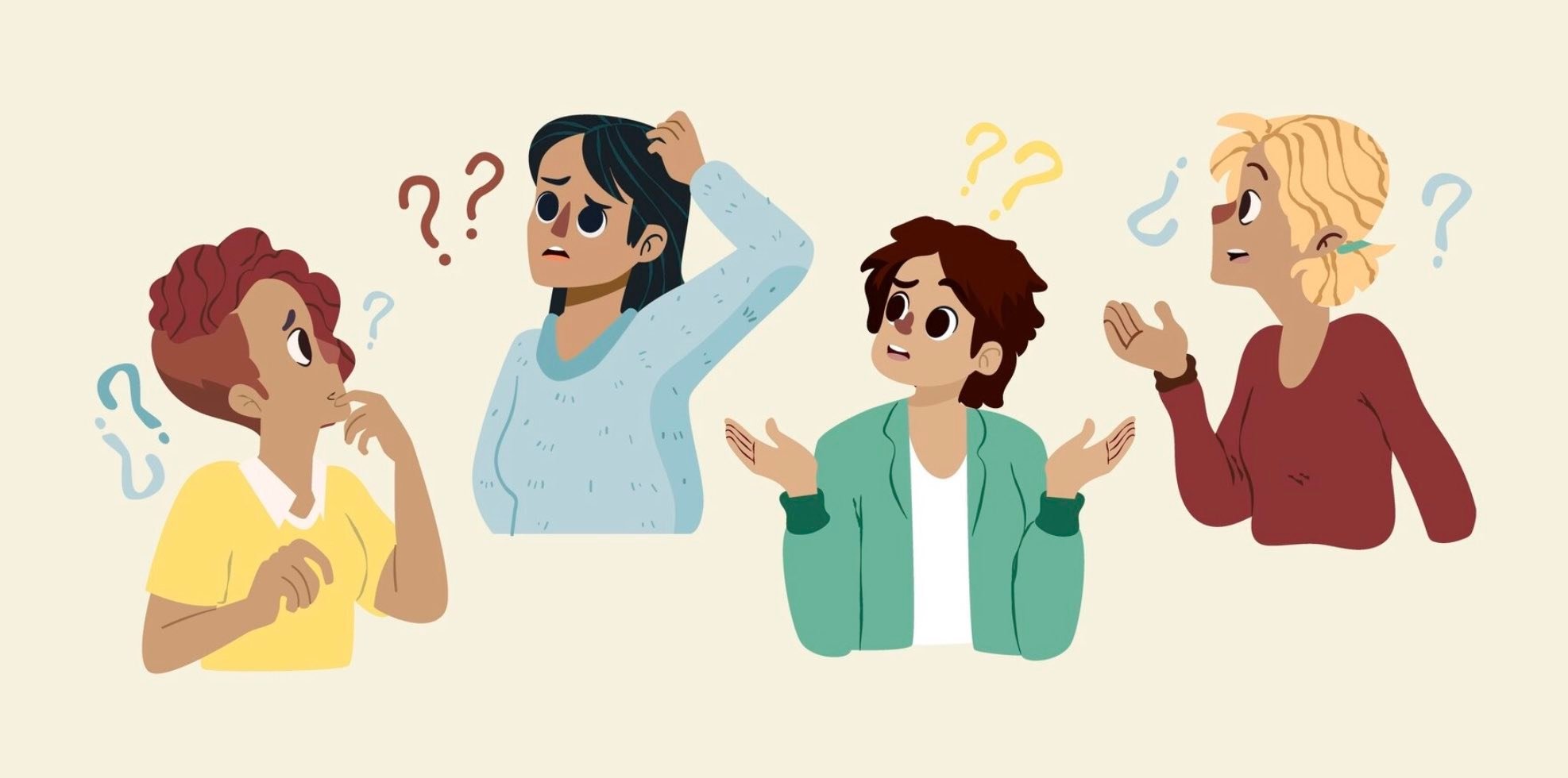 Dibujo de personas pensando. Adivinanzas para adultos.