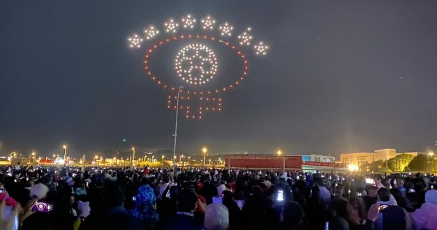 Cobreloa en drones celebrando el Año Nuevo