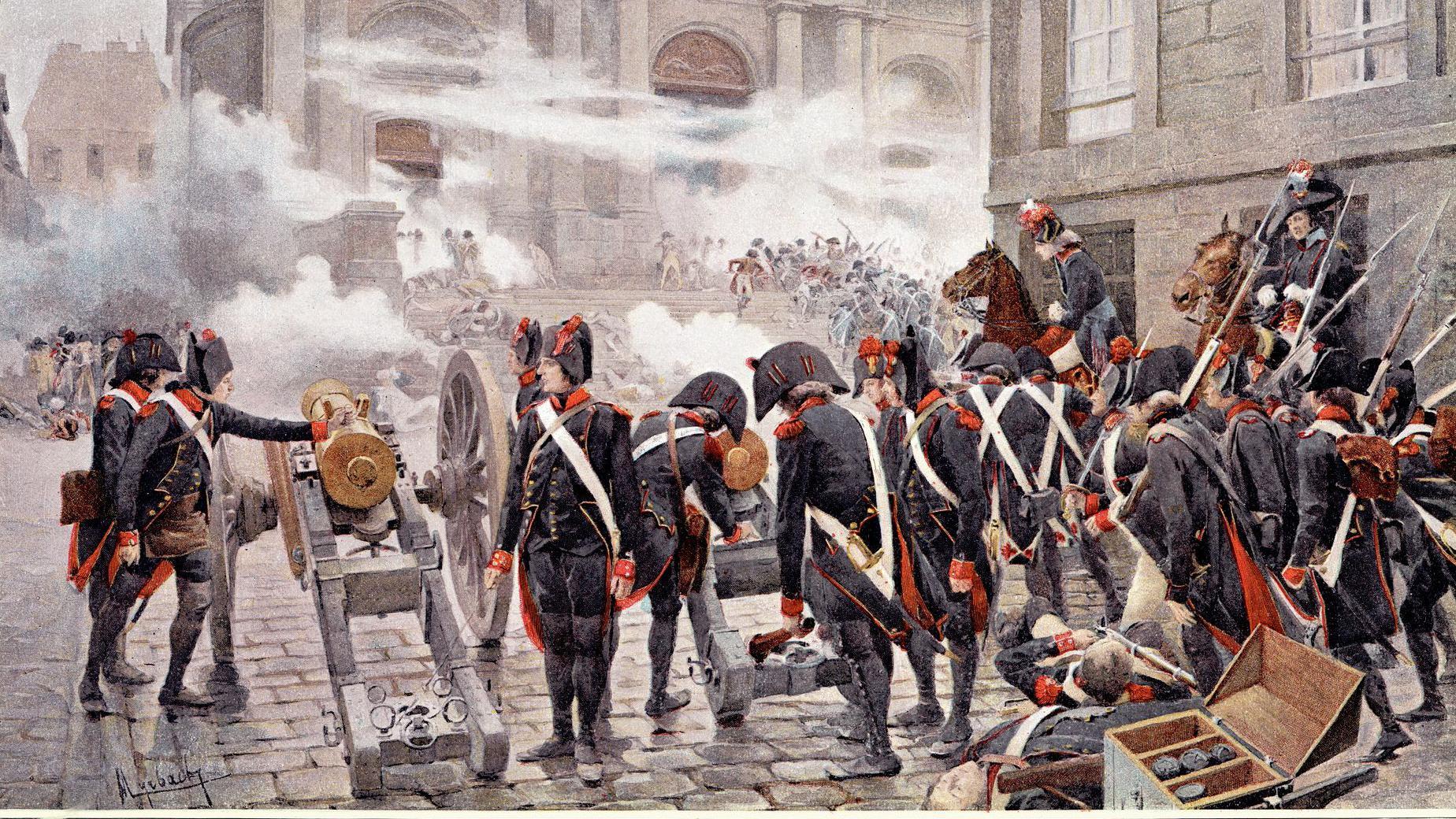 Grabado que muestra una batalla de la Revolución Francesa 