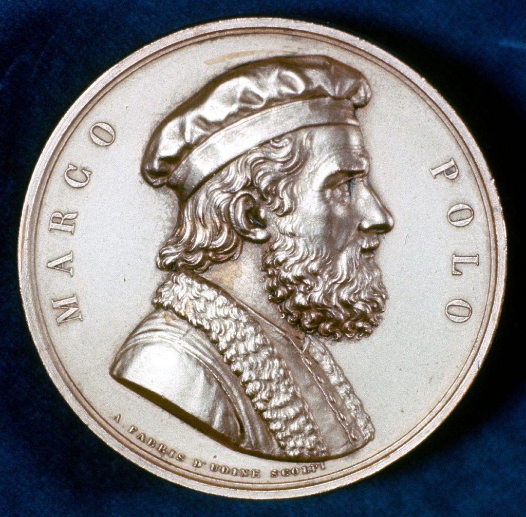 Moneda con el rostro de Marco Polo