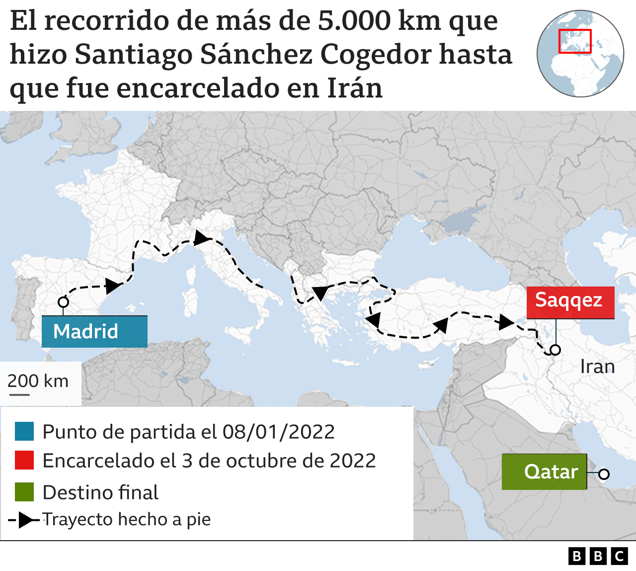 Mapa del recorrido de Santiago.