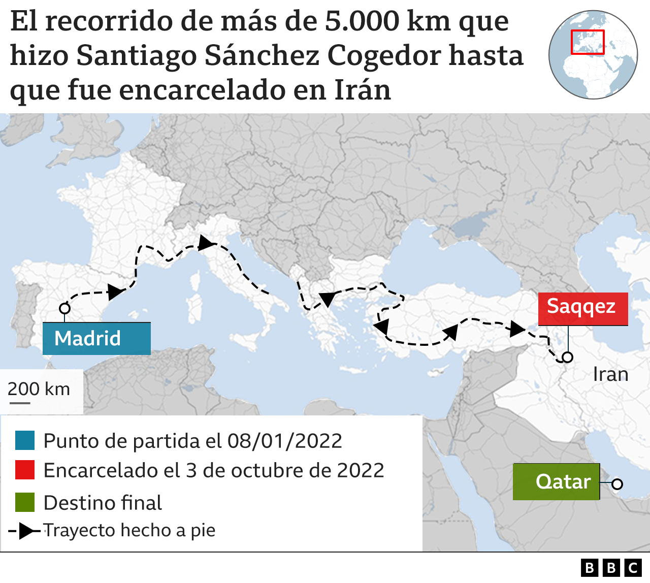 Mapa del recorrido de Santiago. 