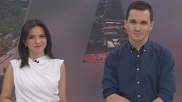 Valentina Reyes y Andrés Vial presentando 24 Tarde