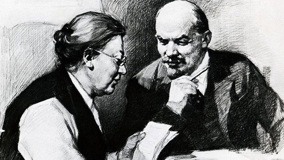 Lenin con su esposa, Nadya Krupskaya
