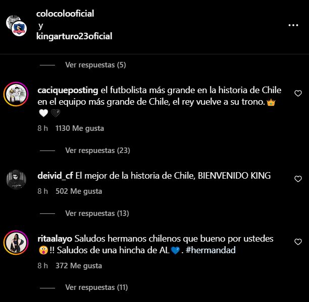 Comentarios por el arribo de Arturo Vidal