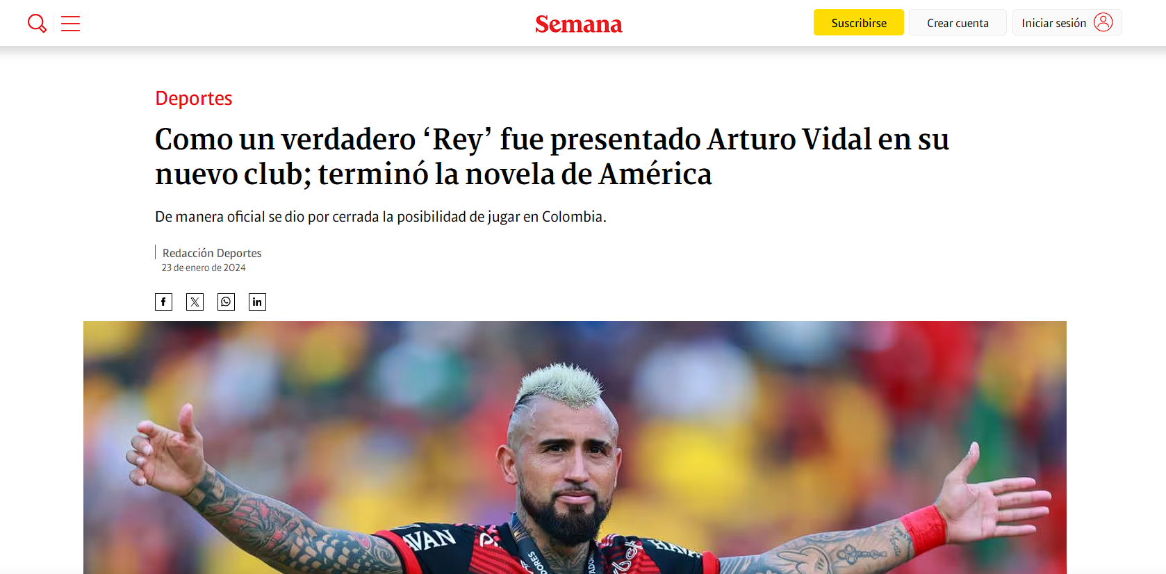 Noticia de Arturo Vidal en Semana