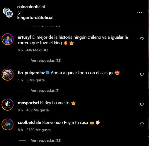 Comentarios por el arribo de Arturo Vidal